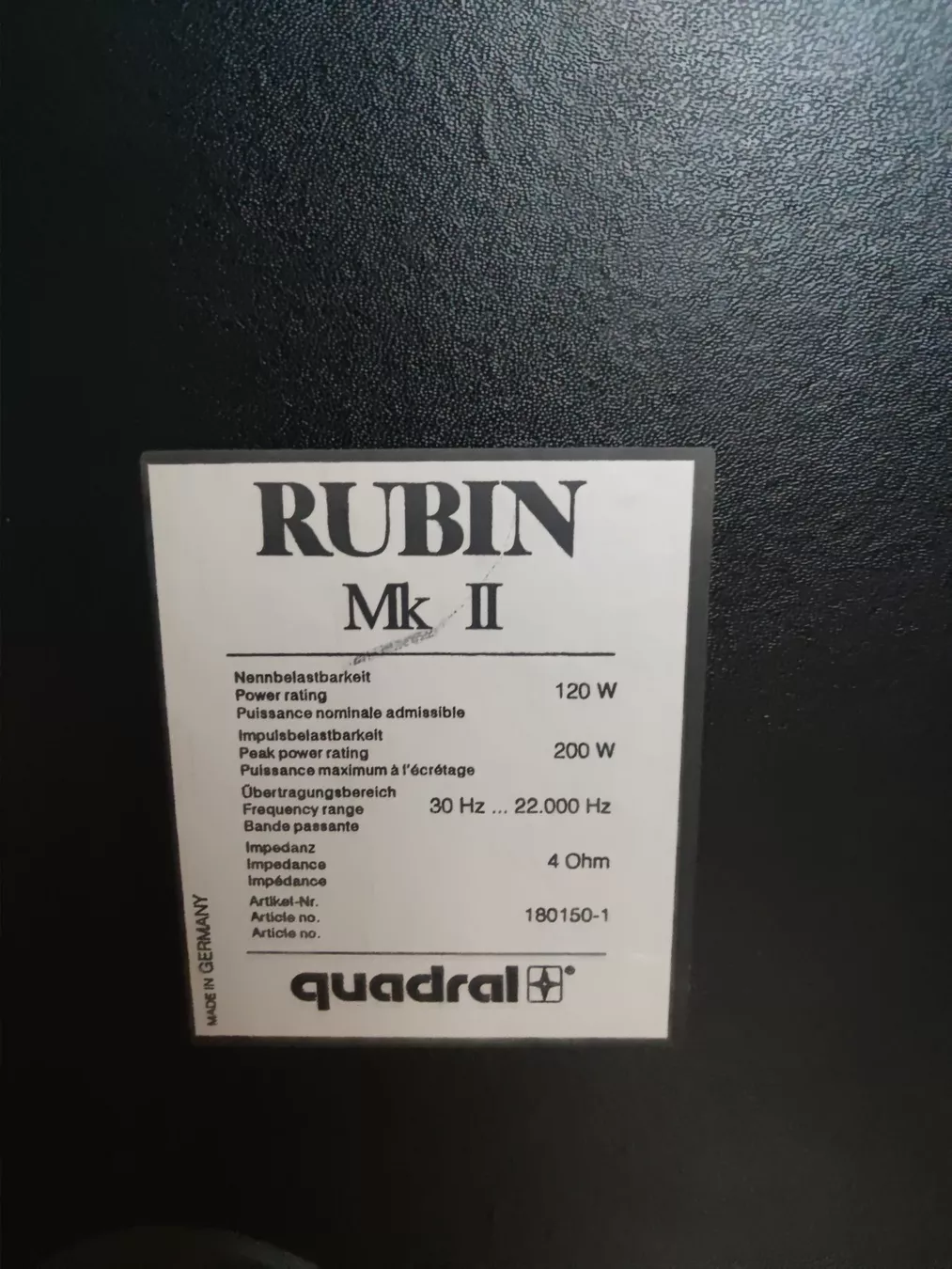 Quadral Casse acustiche: Quadral Rubin mk2 – Usato da Meggen venduto da Malecifent 6