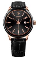 🇨🇭Herrenuhr Jowissa® Schwarz Rosé Leder 45mm Swissmade NEU