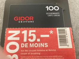 Gidor 100.- carte cadeau/Geschenkkarte + 15.- rabais/Rabatt