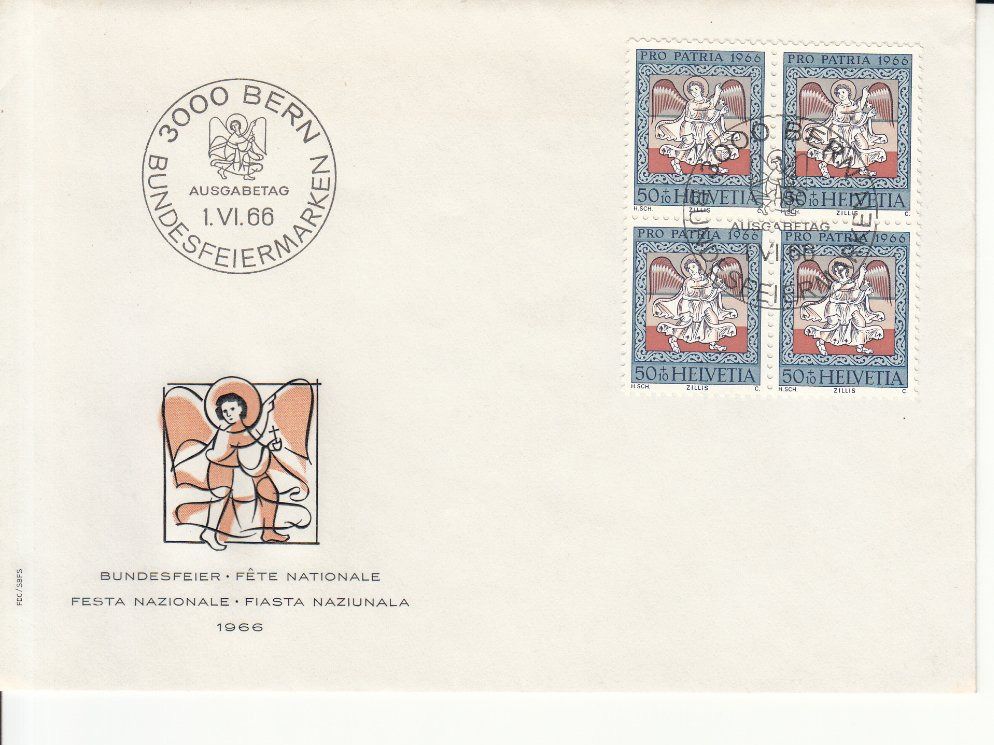 Alle Briefmarken: SBK B128 - B132 im 4er-Block FDC – Gebraucht aus Bürglen TG von StampGraf 5