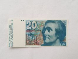 Vintage "20 Franken Banknote" aus den 1980er Jahren