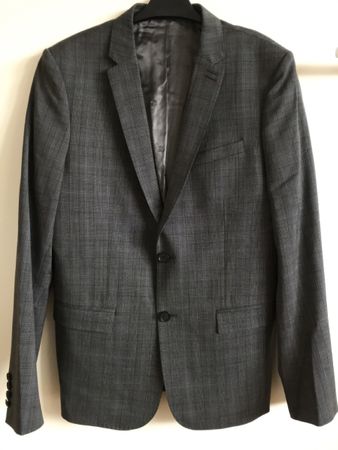 Veste The Kooples grise à carreaux, taille 48, 100% laine