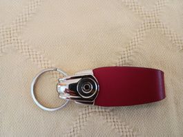 Schlüsselanhänger rot, Leder-Metall, ca. 9.5 cm