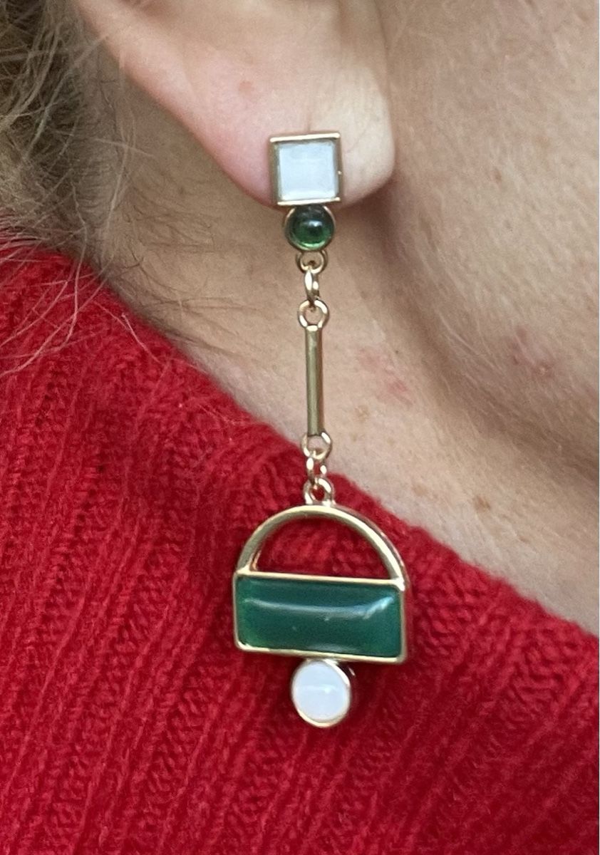 Boucles d'oreille: Orecchini pendenti geometrici verde smeraldo – Neuf avec emballage d'origine à Gordevio par LanaZimm 2