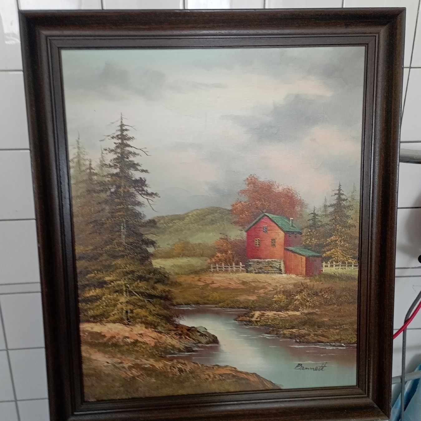 Dipinti: Gemälde "Herbstlandschaft mit Haus am Bach" -Signiert – Usato da Busswil BE venduto da mauro1967