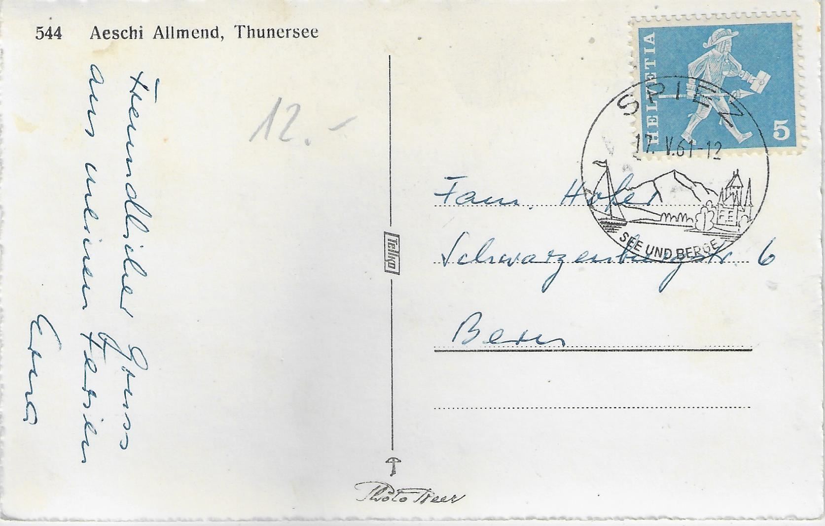 Cartes postales: Aeschi Allmend - Thunersee – D'occasion à Ettingen par Kartenplanet 1