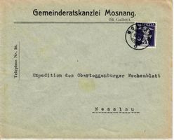 Brief, Gemeinderatskanzlei Mosnang 1916