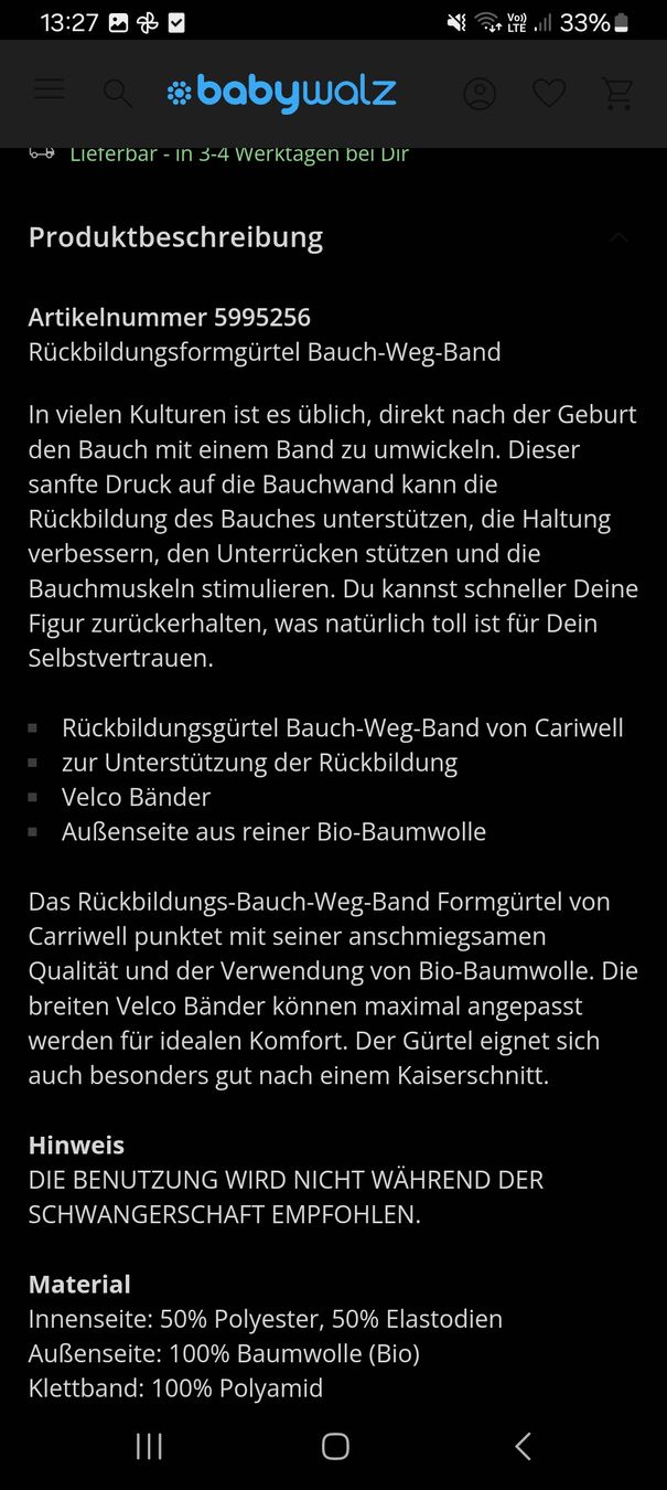 Cinture: Rückbildungsgurt (Postpartumgurt) – Nuovo (secondo la descrizione) da Ergisch venduto da fridilou 3