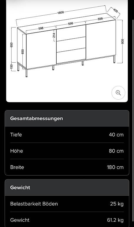 Cassettiere: Sideboard Meon weiss – Usato da Hindelbank venduto da LeoSal 1