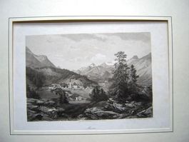 Sils Maria grosse Aquatinta von Huber 1850