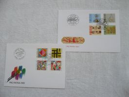 Pro Patria 1991/1993 2 FDC SBK B231 - B234, B239 - B242