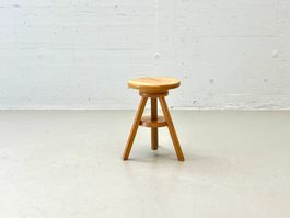 Höhenverstellbarer Holzhocker, Schweiz, 1960er Jahre