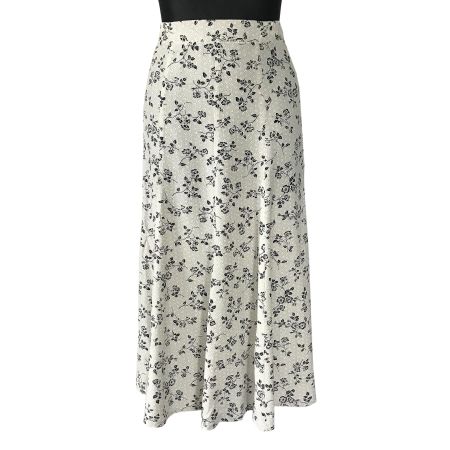 Jupe Rock lang S/M Viscose weiss dunkelblaue kl Blumen 1960s