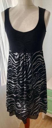 COMMA Sommerkleid, Kleid Dress, Zebra-Look S 36 schwarz grau