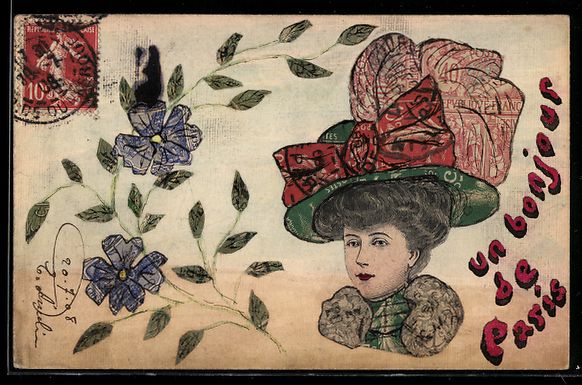 Cartoline postali: Portrait einer Dame mit Hut und Schleife – Usato da Berlin venduto da bartko-reher