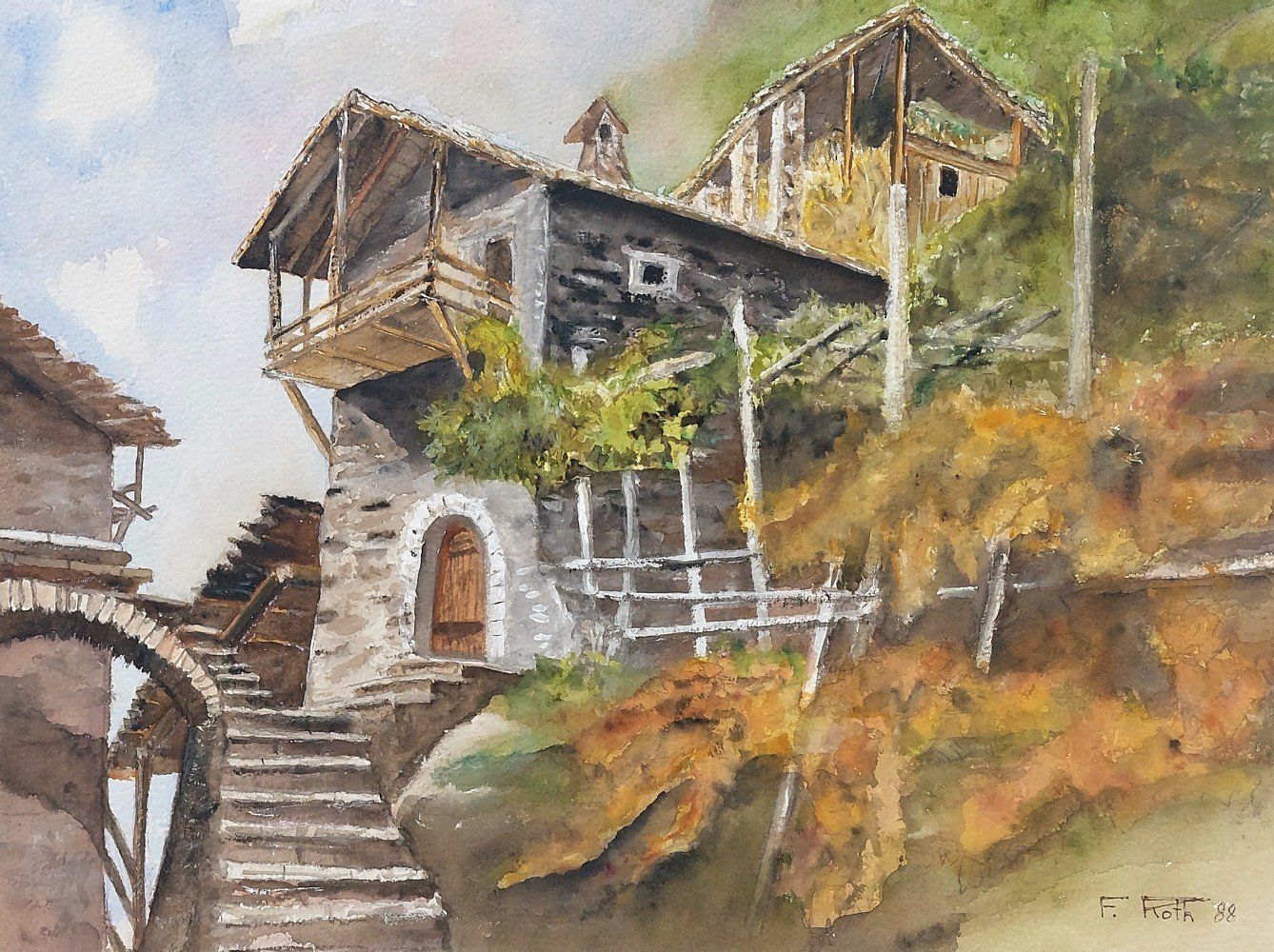 Gemälde: F. Roth - belle aquarelle – Gebraucht aus Montmelon von canelle-12