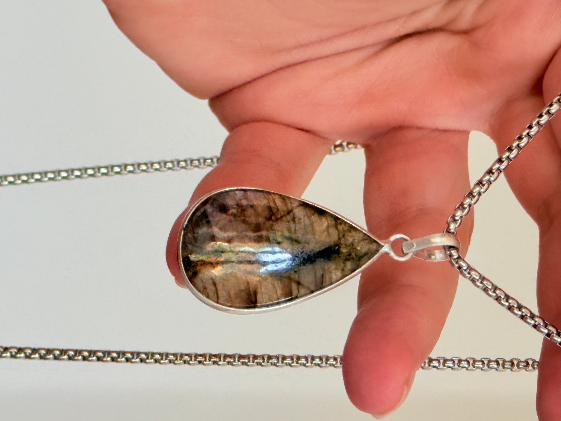 Catenine: Collier avec labradorite - Élégant & Naturel! – Nuovo e nell'imballaggio originale da Genève venduto da AWWA 4