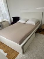 Cadre de lit IKEA MALM 140x200 avec 2 tiroirs – Bon état
