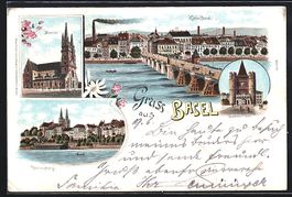 Litho Basel, Münster, Spalen-Tor, Rhein