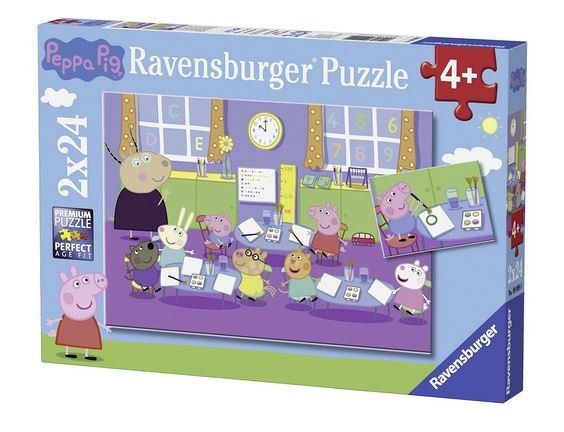 Peppa A Scuola Puzzle 2 X 24 Pezzi Ravensburger Per Bambini 4+ Anni, Materiale FSC