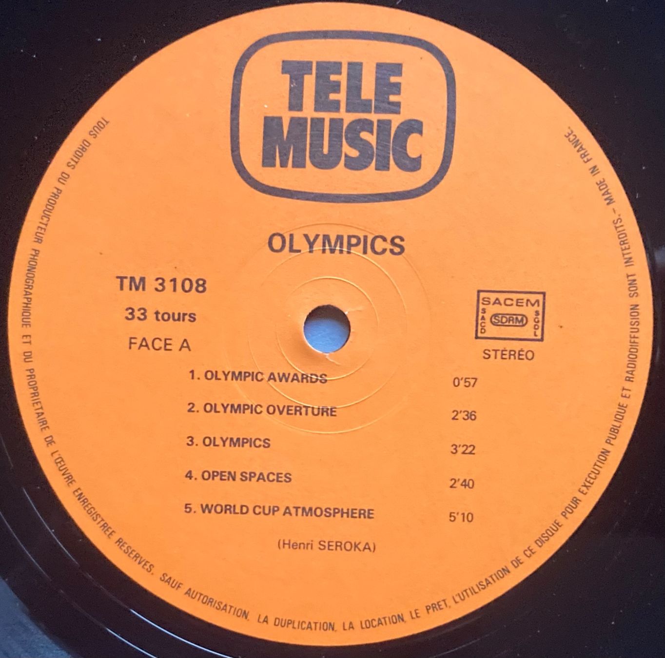Dischi in vinile: HENRI SEROKA - OLYMPICS – Usato da Poliez-Pittet venduto da Newtown-Records 2