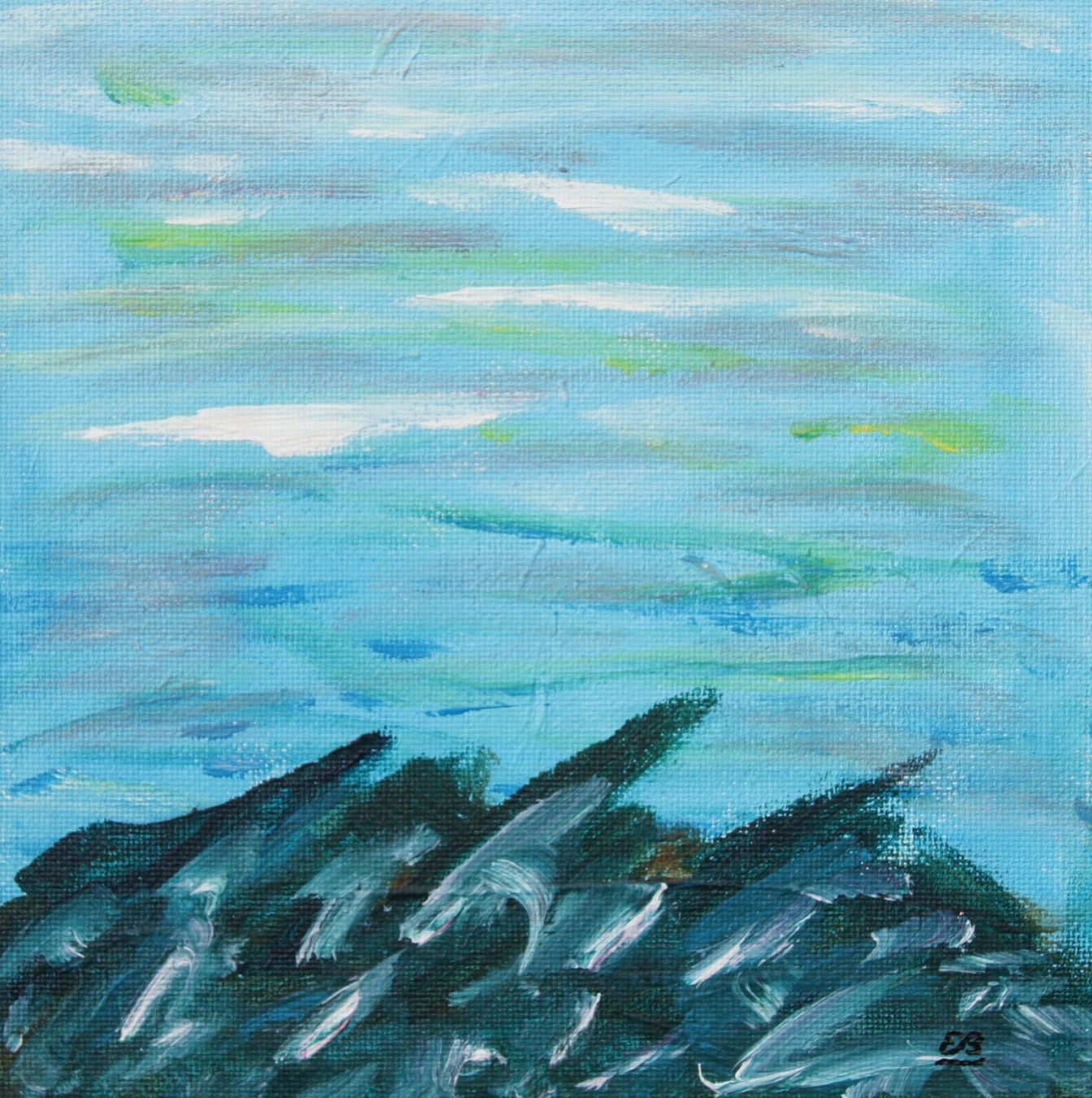 Tableaux: kl. Gemälde: Blaue Landschaft – D'occasion à Fribourg par erw_68dx