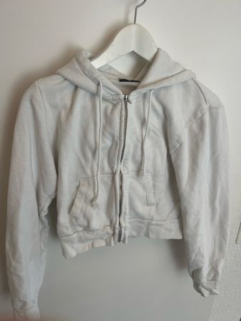 Brandy Melville Jacke/Hoodie, weiss, cropped