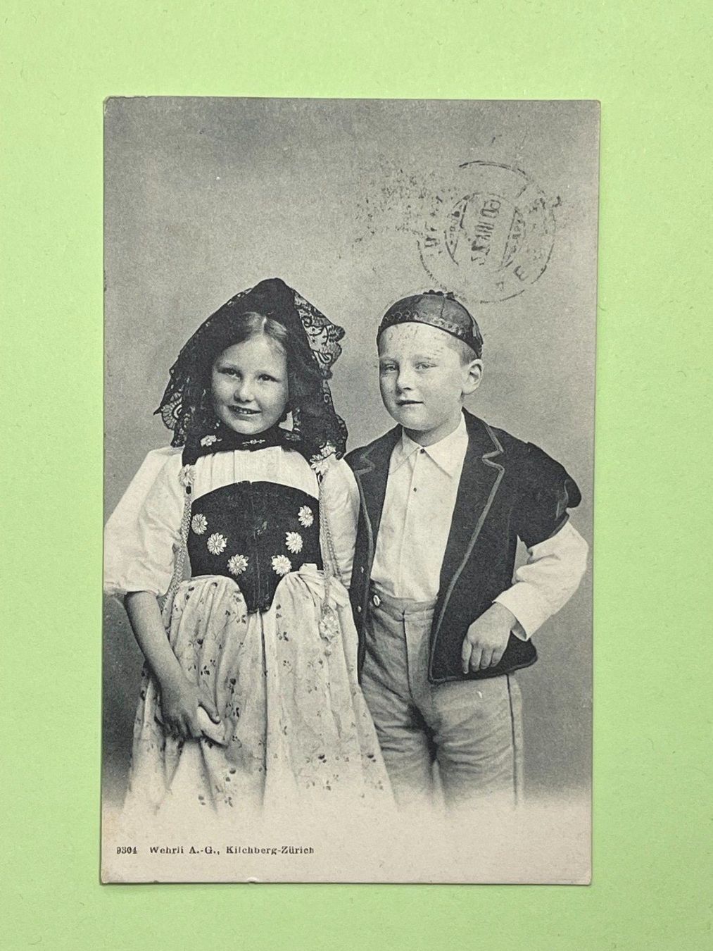 Cartoline postali: Trachtenkinder - Aeschi 1909 – Usato da Steg VS venduto da _vinci_