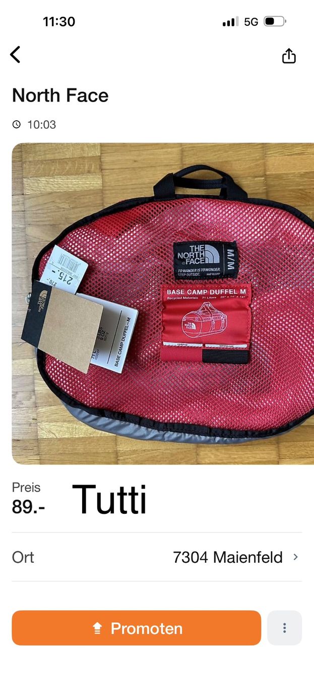 North Face Sacs: North Face duffel G M – Neuf avec emballage d'origine à Maienfeld par tobeyl2020