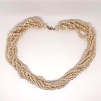vintage kunst Perlenkette Mehrreihig Beige guter Zustand