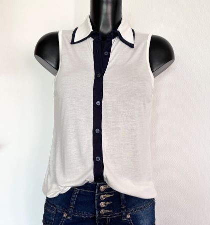 NEU ☀️ Gr S 36 Bluse Top dunkelblau-weiß
