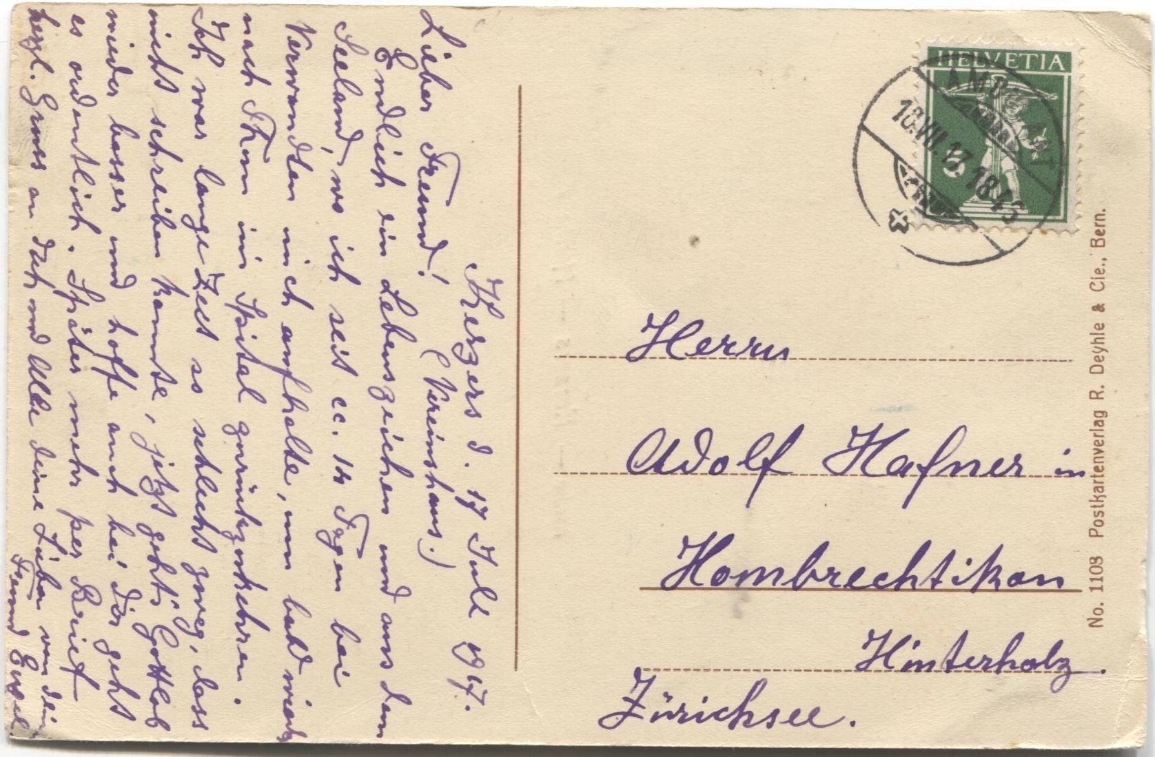 Cartoline postali: KERZERS FR 1917 Strohdachhaus – Usato da Rothrist venduto da Clanx 1