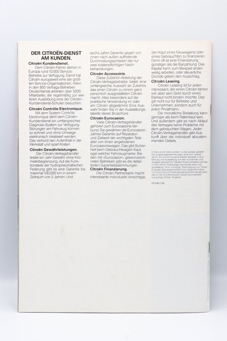 Citroën Documents: Citroen CX 1984 Prospekt – D'occasion à Bühl b.Aarberg par Collectorpassions 1