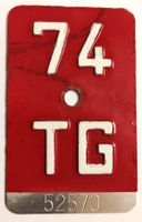 Velonummer Thurgau 1974 TG 74