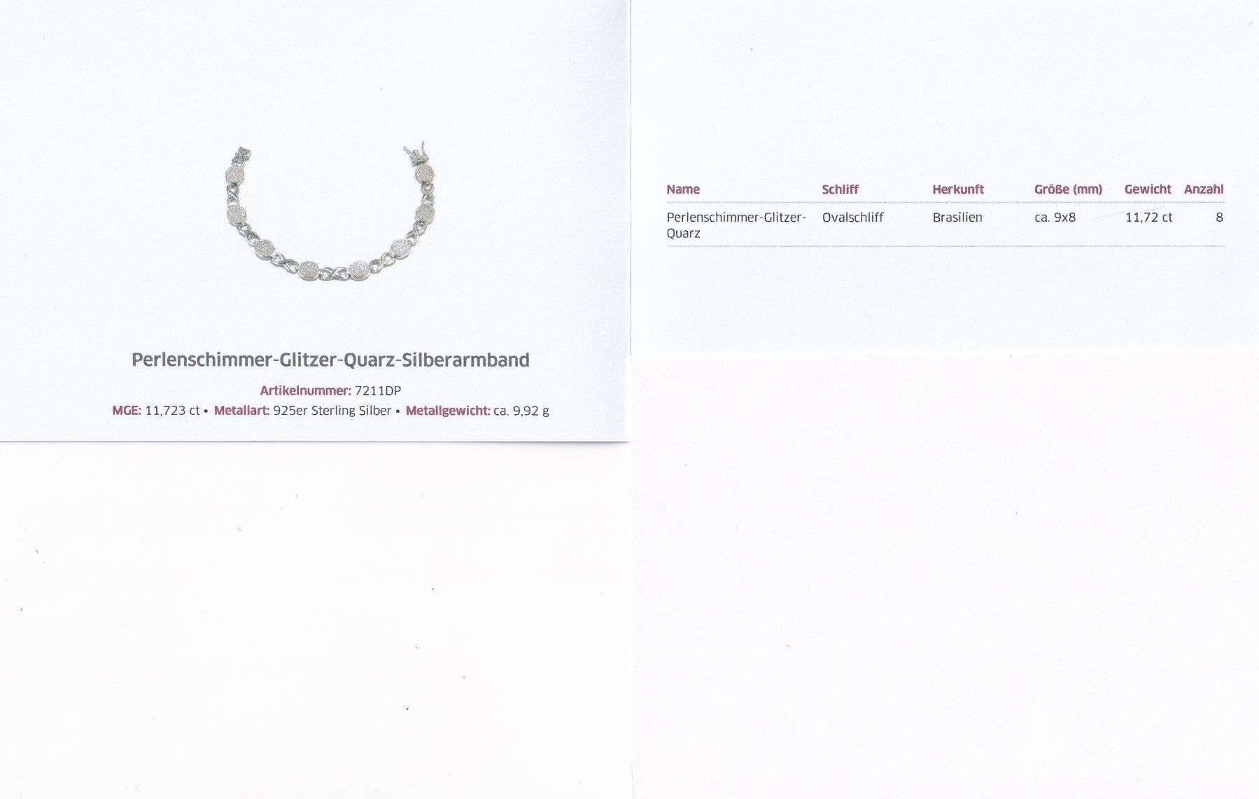 Armbänder & -reifen: Echtschmuck: Perlenschimmer-Glitzer-Quarz-Silberarmband – Neu (gemäss Beschreibung) aus Zuchwil von maumauchi 1