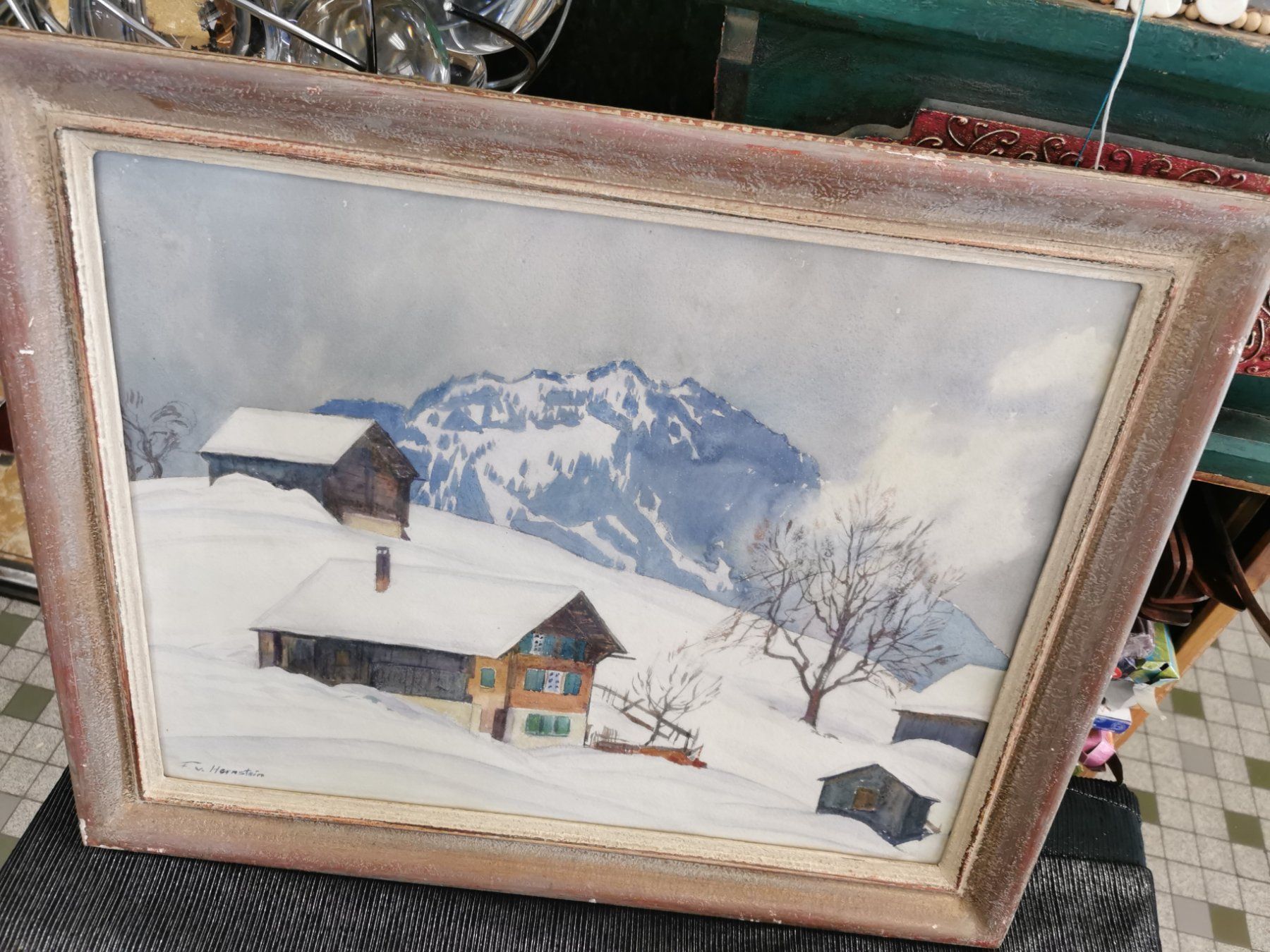 Dipinti: VUE DE GSTAAD AQUARELLE SIGNÉE HORNSTEIN – Usato da Genève venduto da Qanil77 5