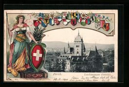 Zürich, Die Ostseite des Landesmuseum, 