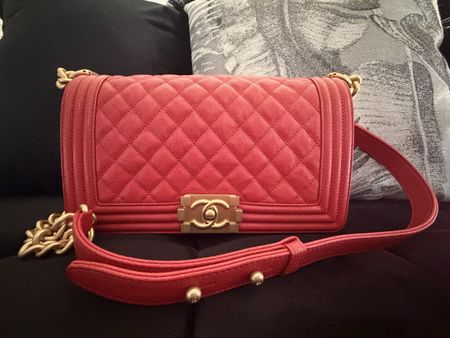 ❤️ CHANEL Boy Bag Old Medium – Rot – Caviar Leder – GHW