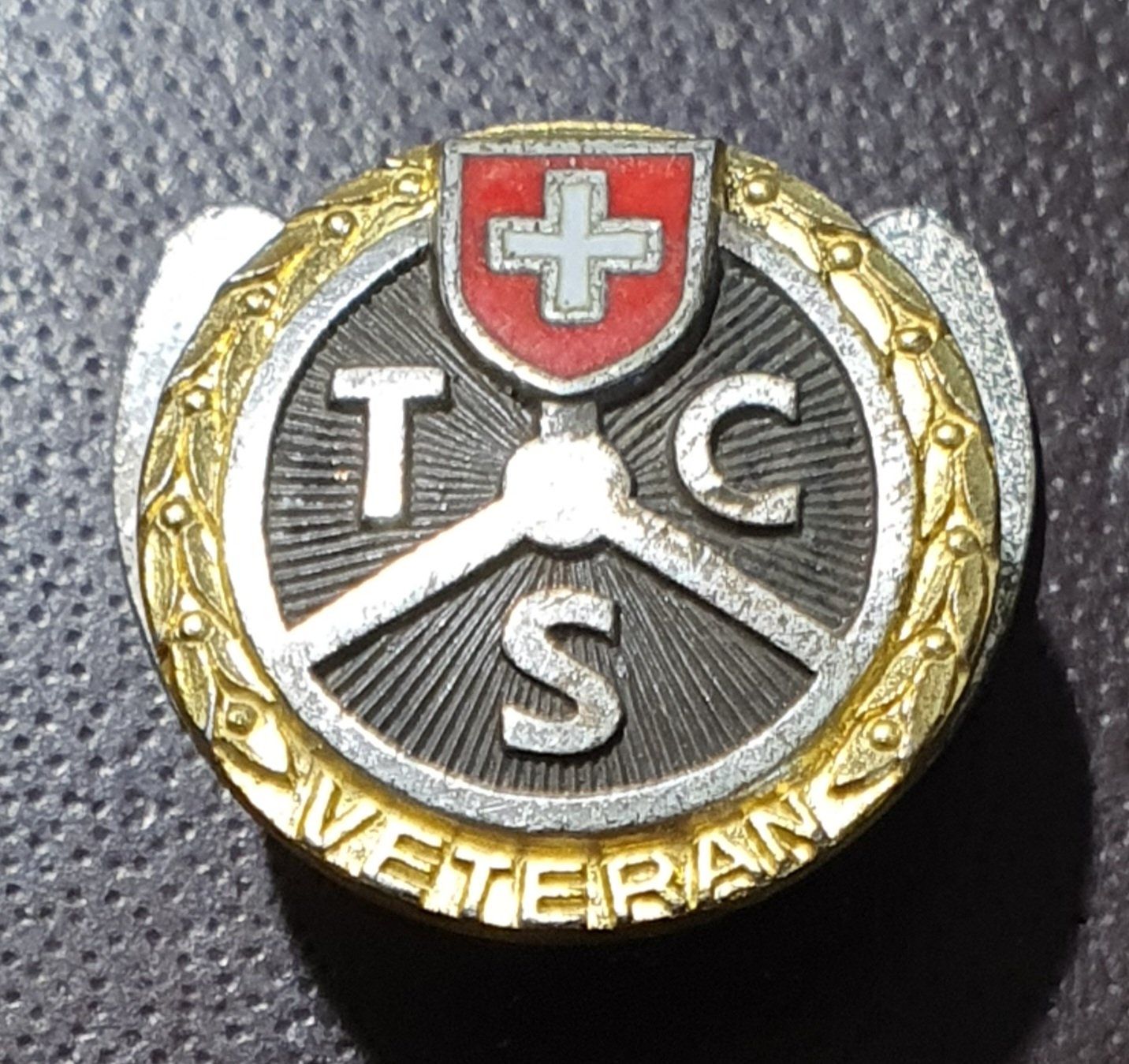TCS Placchette & Badge: F019B Revers Knopf TCS Veteran Silber 925 – Usato da Reinach BL venduto da Boston-Verkauf