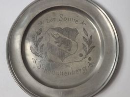 Antiker Berner Zinnteller "Zur Sonne Scheunenburg  "/   I11#