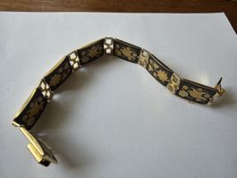Toledo Damaszener Gliederarmband vergoldet – Vögel & Blumen