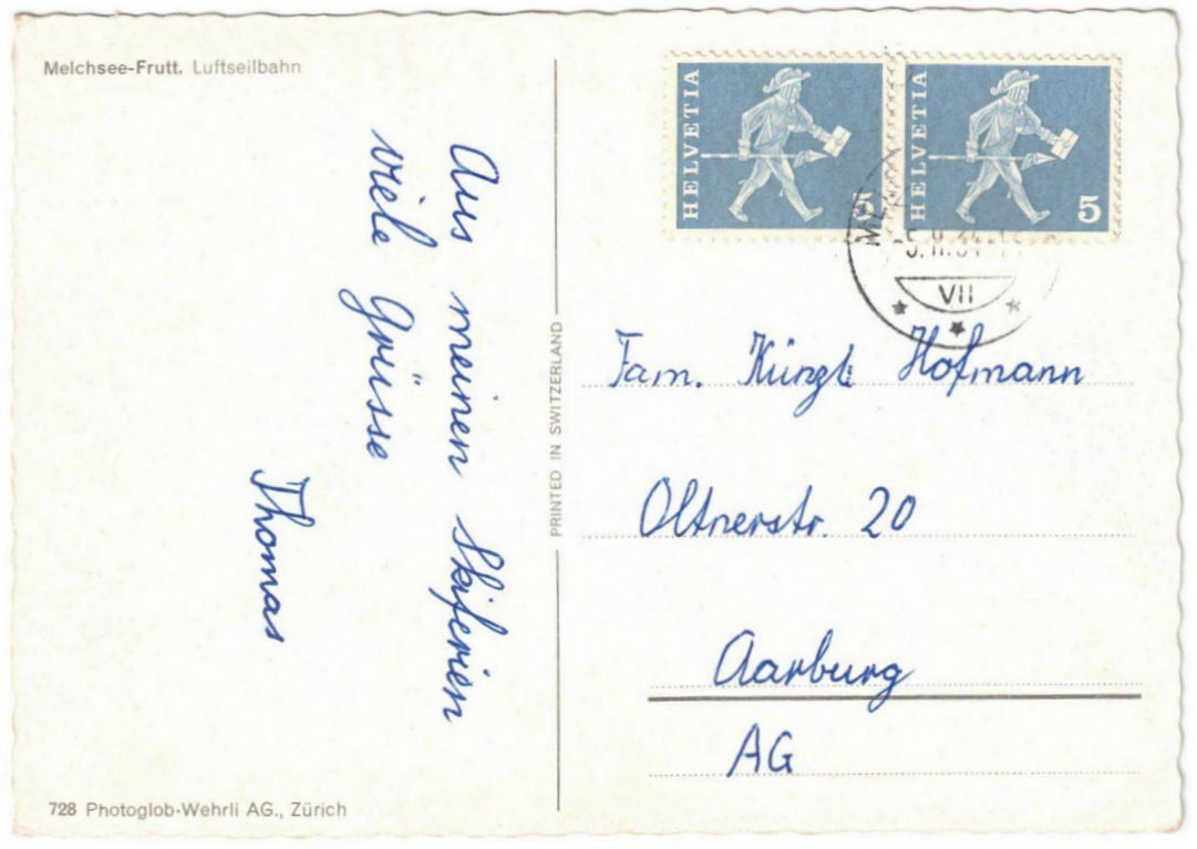 Cartoline postali: Melchsee-Frutt - Luftseilbahn Stöckalp--Frutt – Usato da Binningen venduto da Mountainrider 1