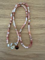Brillenband Perlenkette rosa/beige