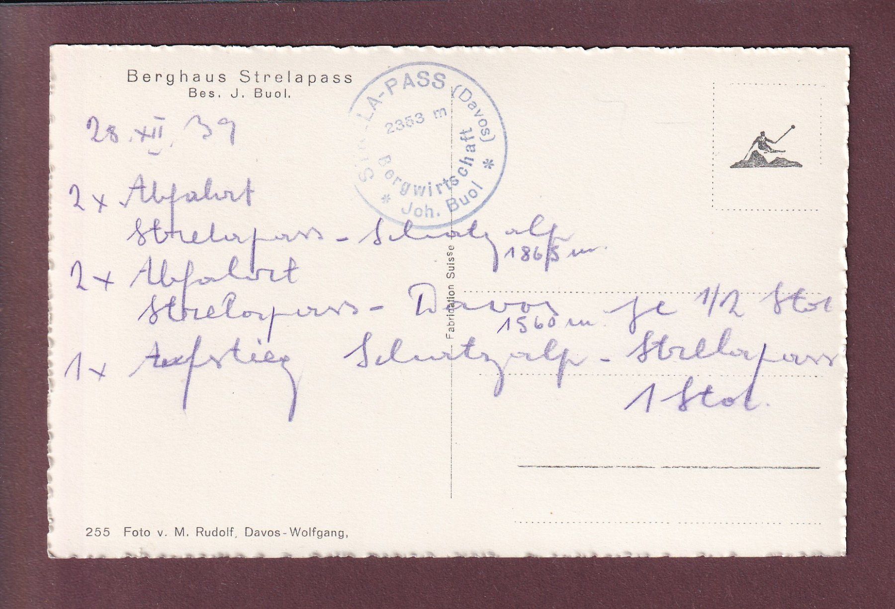 Cartoline postali: STRELAPASS - 1939 – Usato da Pully venduto da nicecards 1