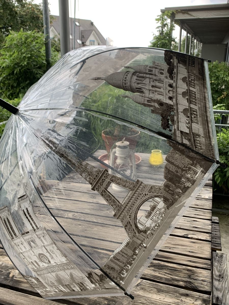 Ombrelli: Regenschirm durchsichtig mit Paris-Motiven – Usato da Uster venduto da Flummi