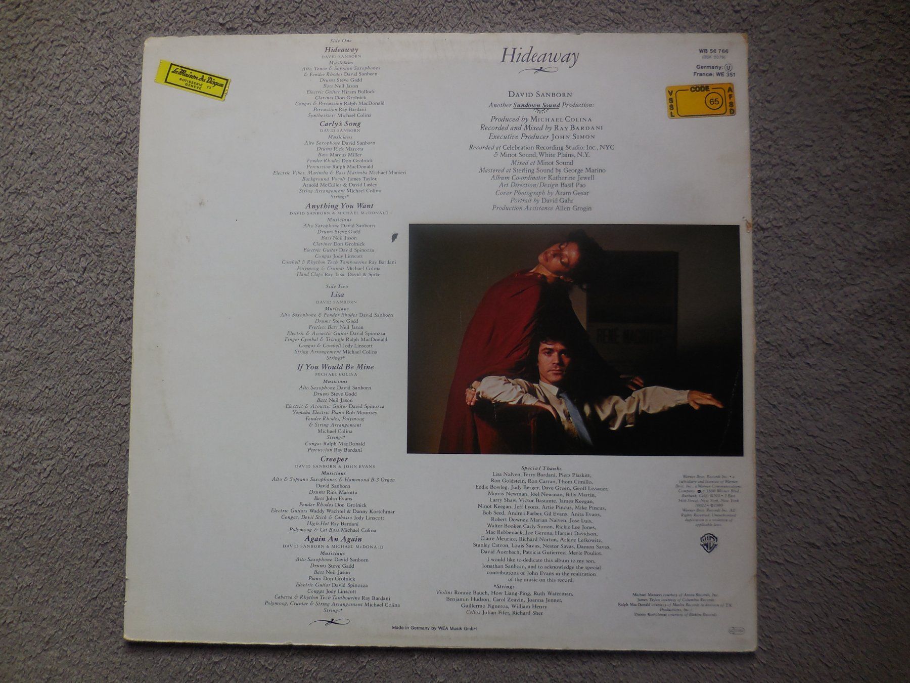 Dischi in vinile: LP (David Sanborn) Hideaway 1980 – Usato da Meyrin venduto da toutatis 1