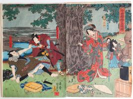 TOYOKUNI-Original 1853 -JAPON- 2 Gravures sur bois-Kabuki