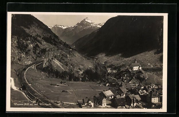Cartoline postali: AK Wassen, Ortsansicht mit Windgelle – Usato da Berlin venduto da bartko-reher