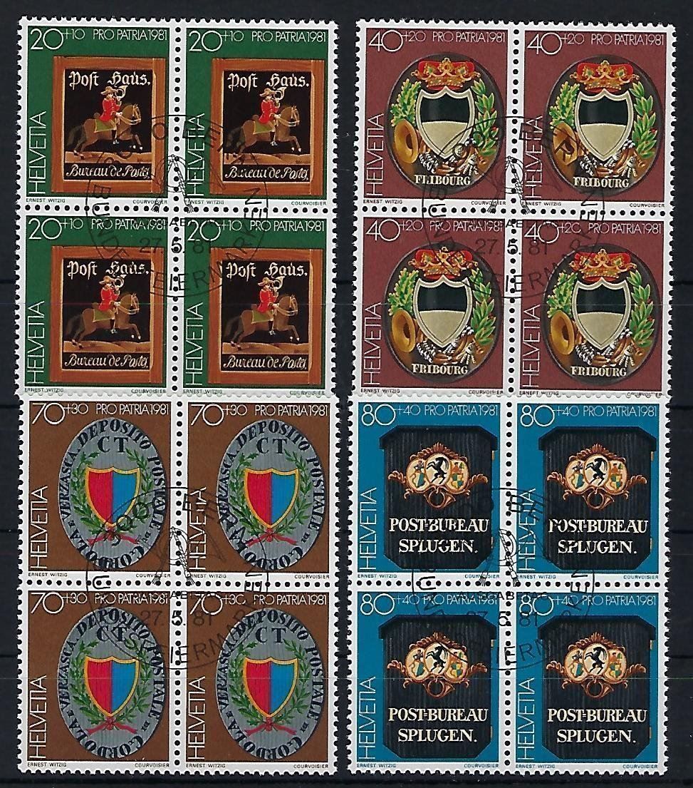 Alle Briefmarken: 1981 Pro Patria Viererblocks ET.    8139 – Gebraucht aus Lunden von Animus999