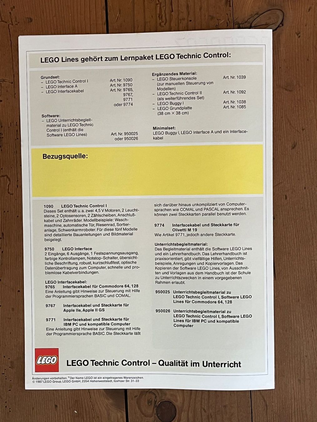 Lego Documenti: LEGO Prospekt Schulsoftware von 1987 – Usato da Winterthur venduto da Wusa01 1